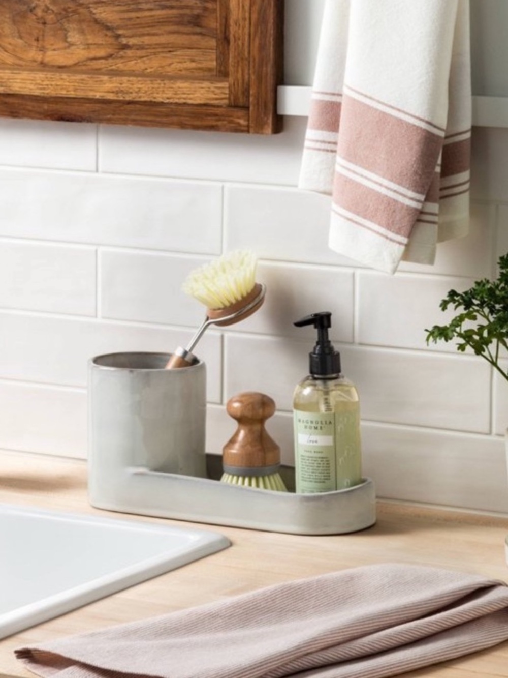 Hearth & Hand White Stoneware Kitchen Bathroom Sink Caddy